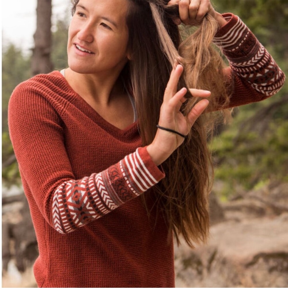 Krimson Klover Sweater V Neck Extra Long Alpine Sleeve Ski Cozy merino wool